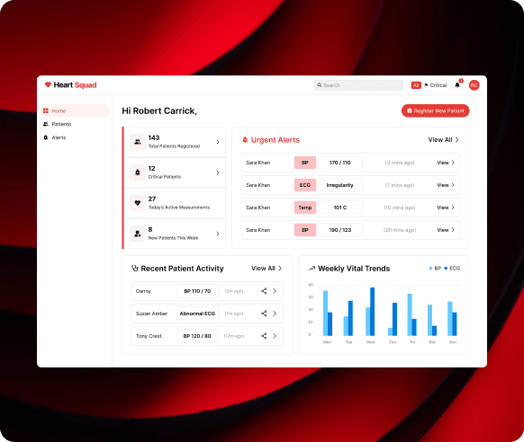 Heart Squad dashboard